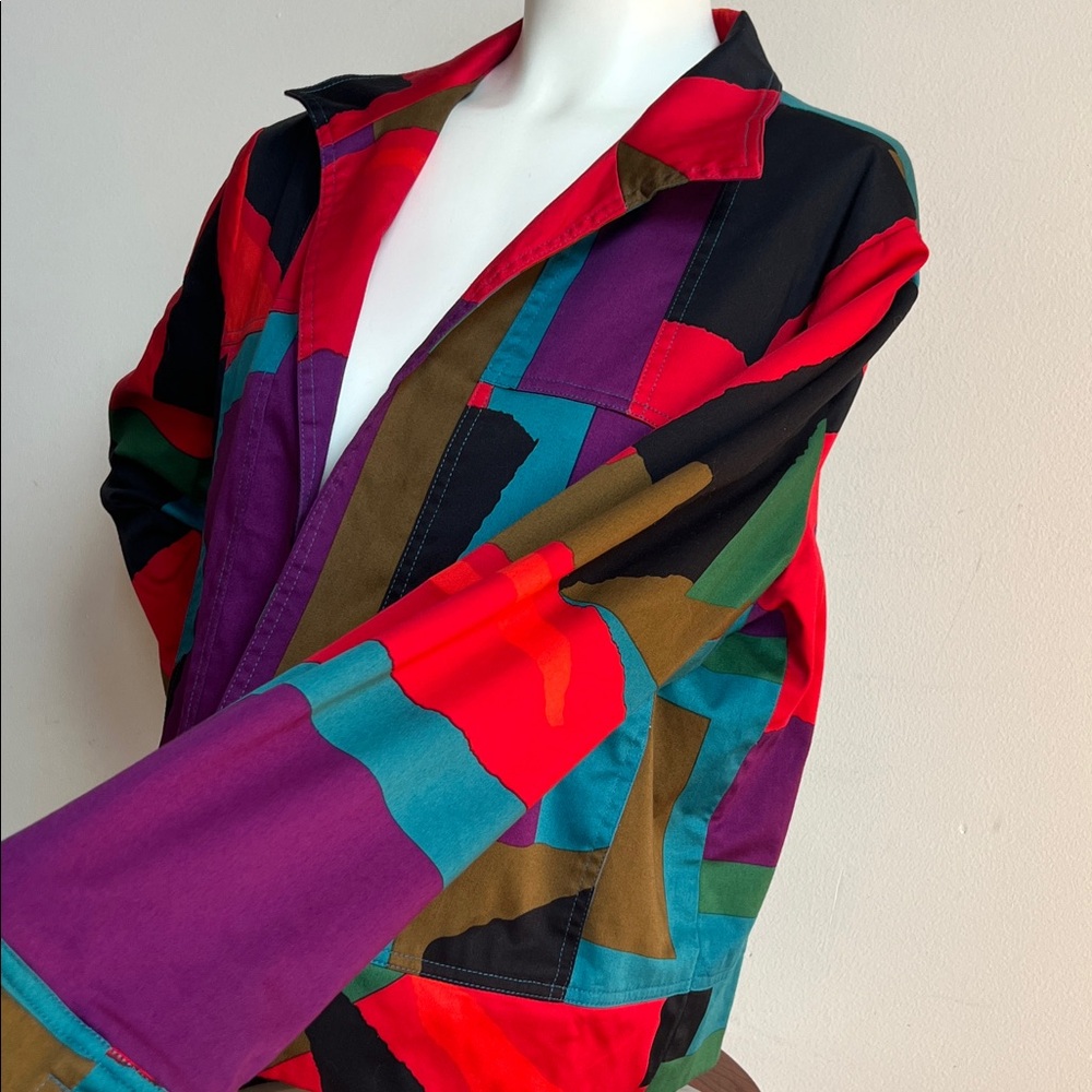 Multicolor Patchwork Women's Blazer vintage stock NWT - Picture 4 of 10